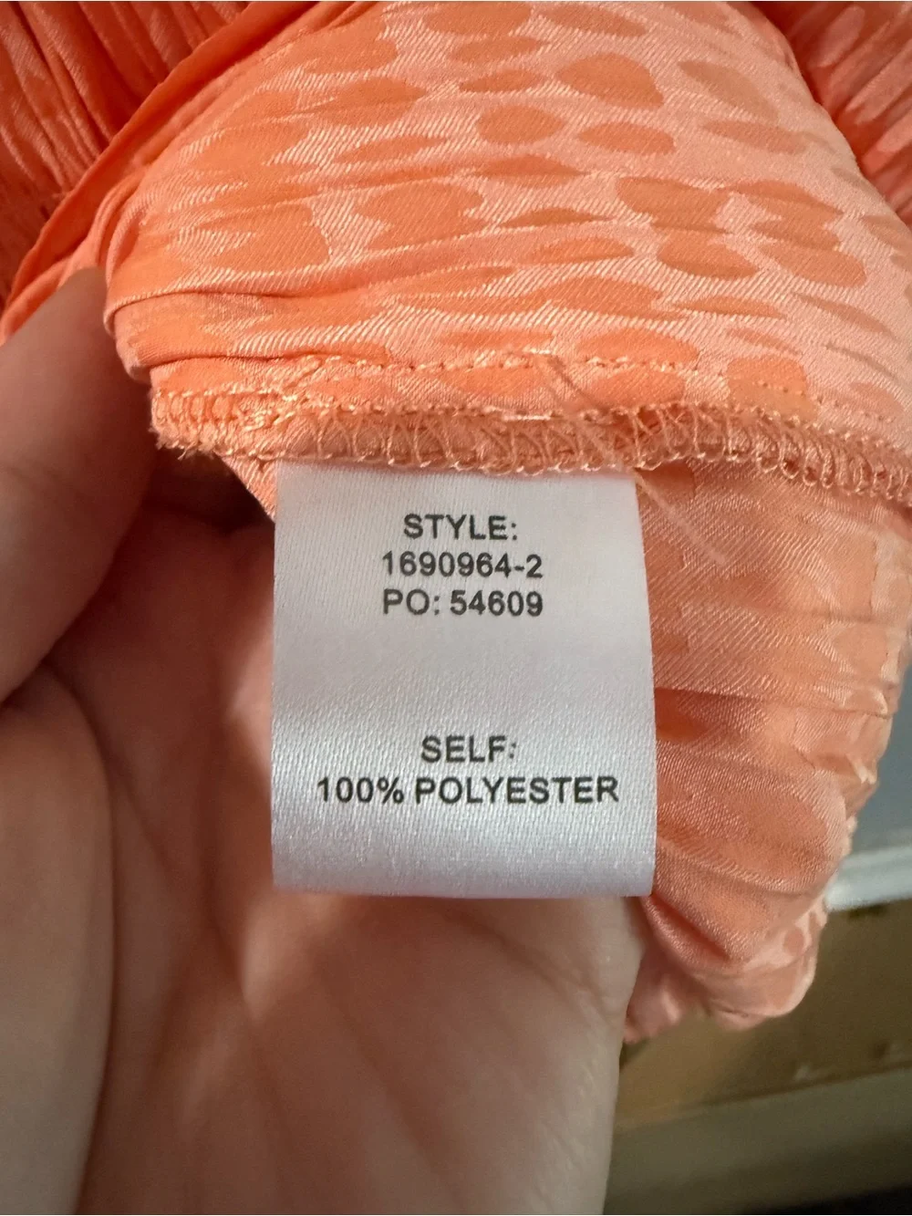 Current Air Peach Pleated Tie-Neck Dress - Picture 5 of 5